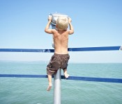 Young boy at pier viewfinder
