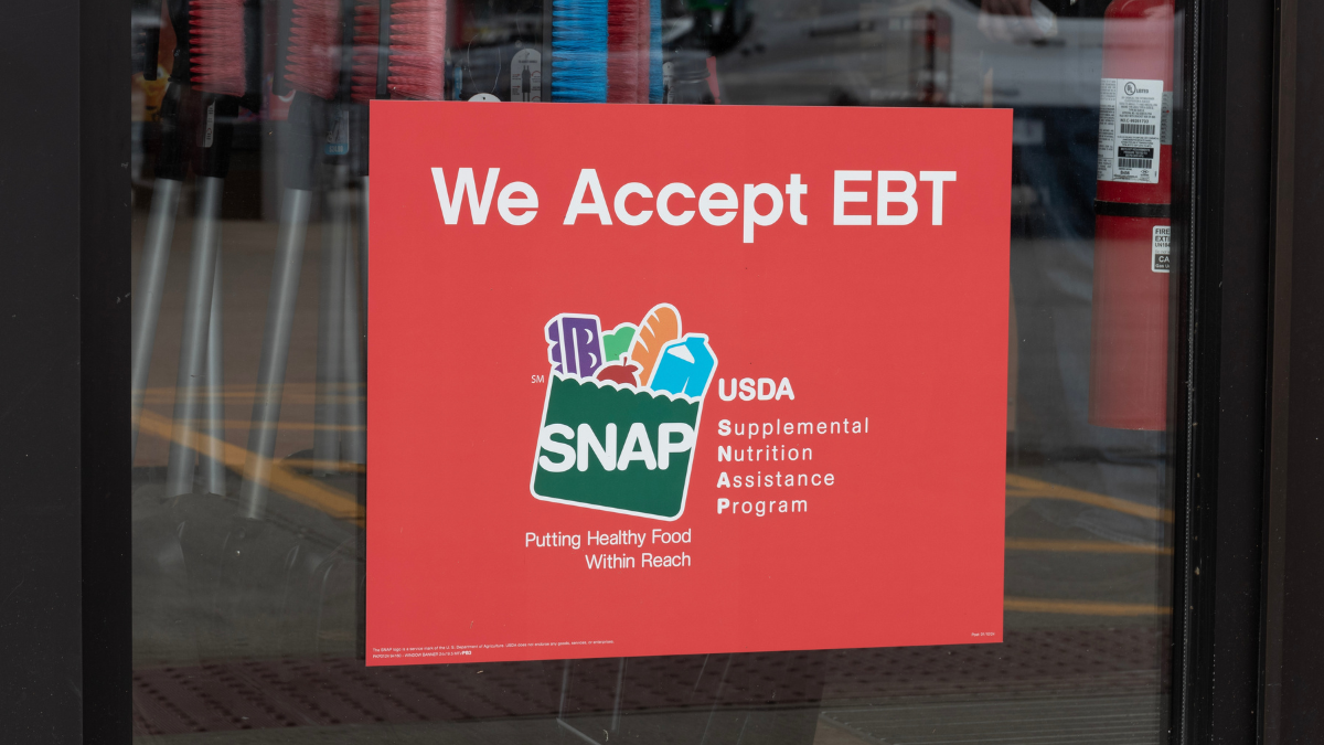 Brookville - April 21, 2024: SNAP and EBT Accepted here sign. SNAP and Food Stamps provide benefits to help the budgets of disadvantaged families.