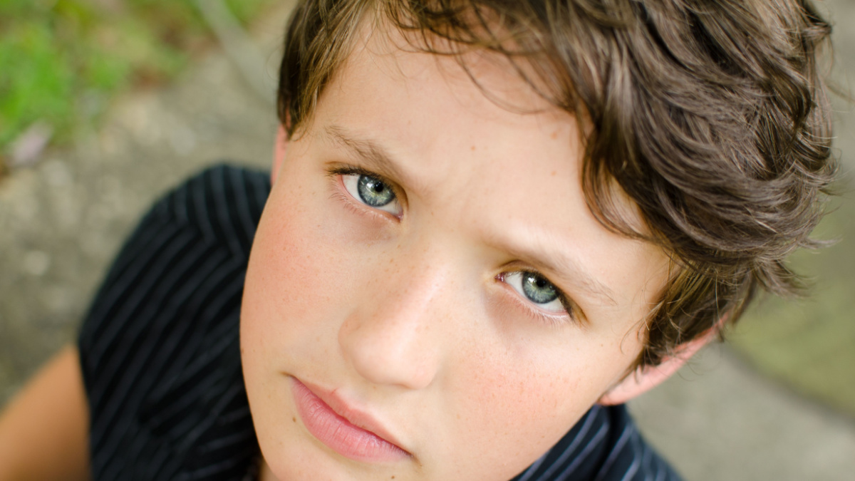 boy looking up.