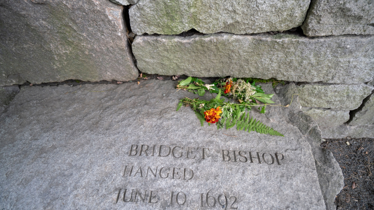 Grave of Bridget Bishop, Salem, Massachusetts/USA, September 9, 2017 In 1692 many men and women were accused of witchcraft.