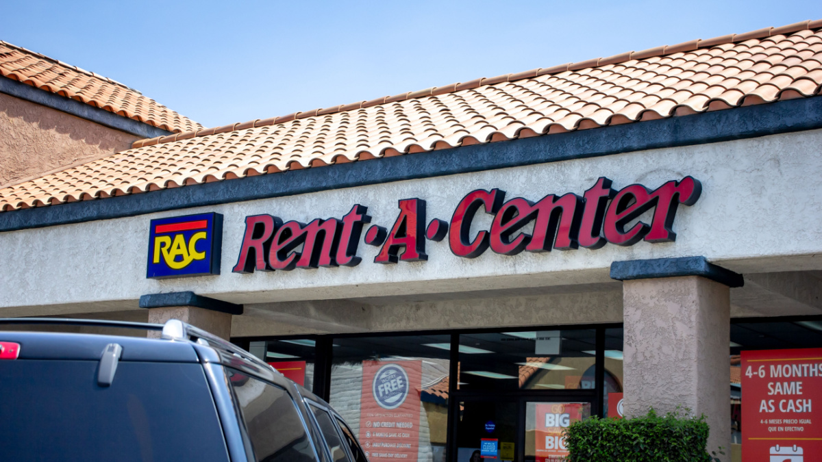 Los Angeles, California, United States - 05-14-2019: A view of a store front sign for Rent-A-Center.