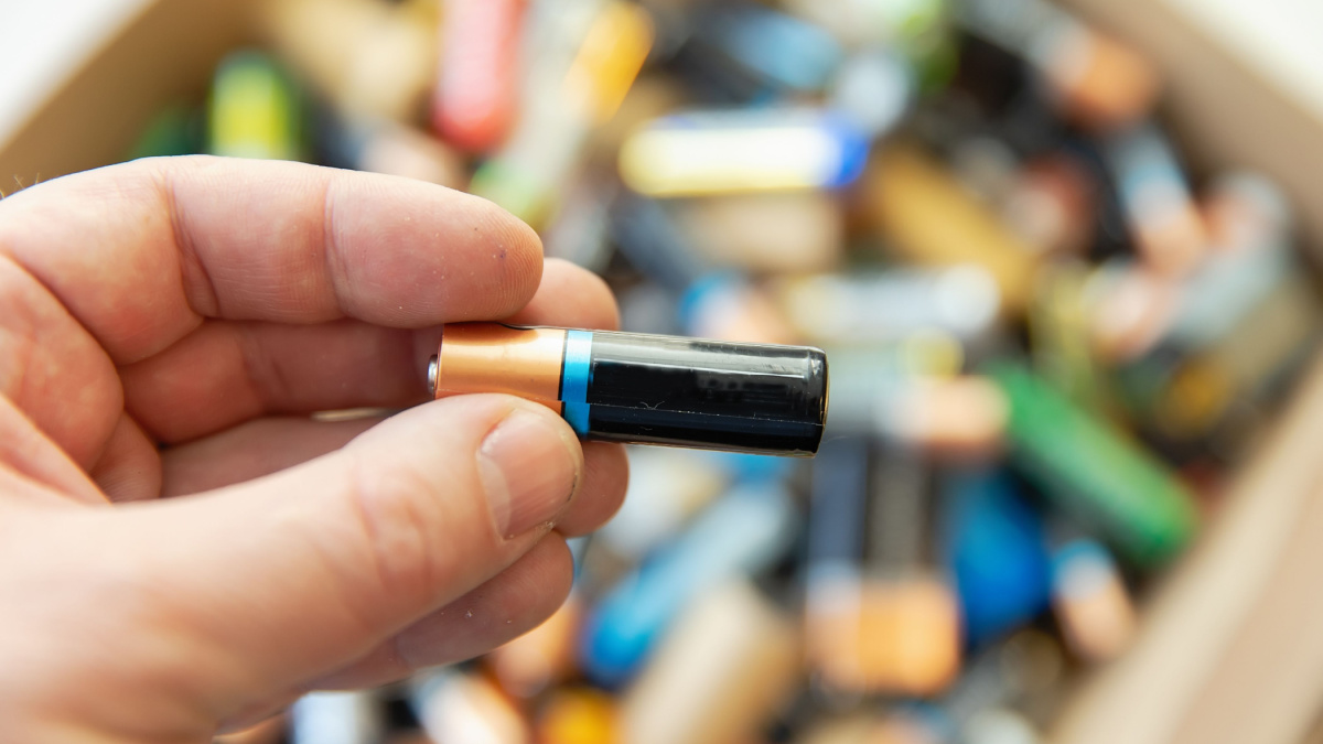 Disposal and collection of used batteries. The concept of collecting and disposing of used batteries. Recycling of batteries.