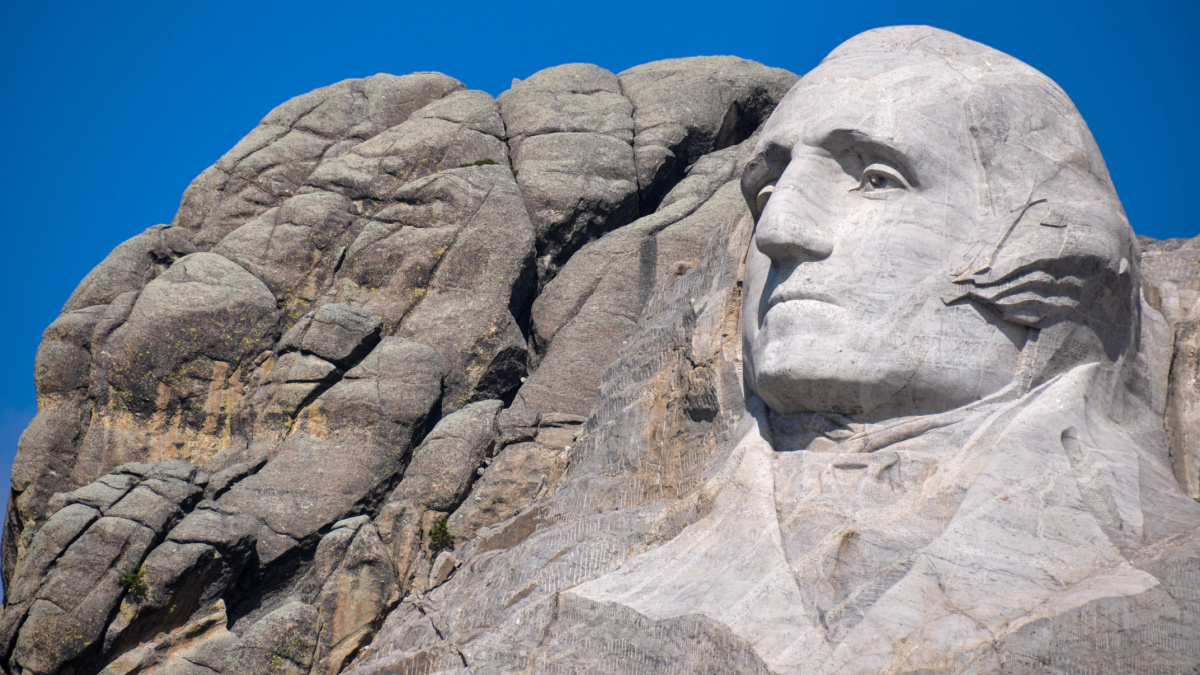 George Washington on Mount Rushmore National Monument, South Dakota, USA.