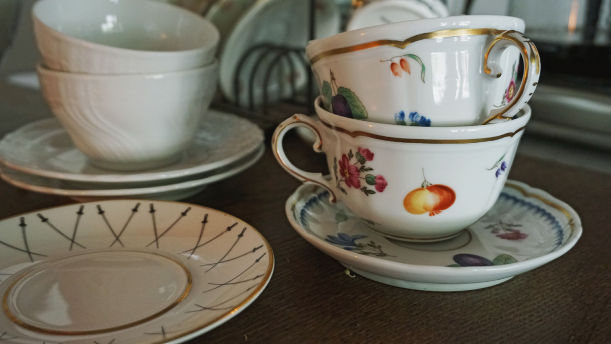 Antique porcelain tea cup, vintage style with flower details,BRITISH AFTERNOON TEA , Ceramic tea cups with vintage flower painted.
