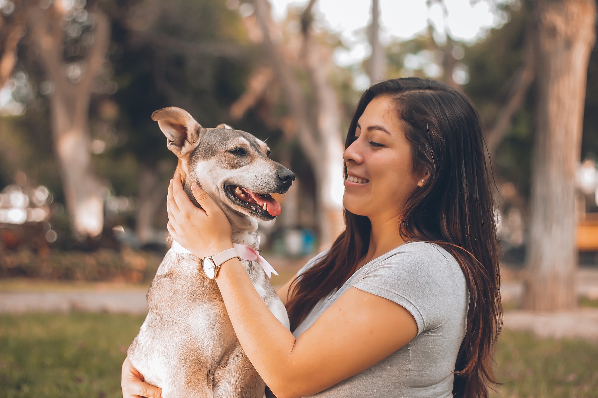 Woman with her dog.