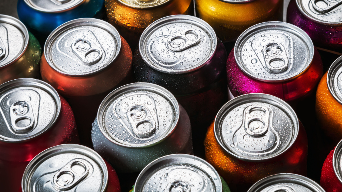 aluminum cans of soda background