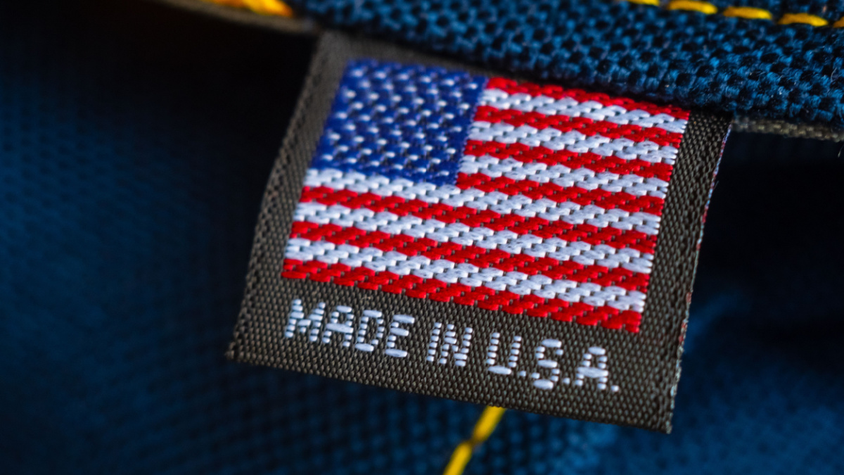 Made in USA label textile.