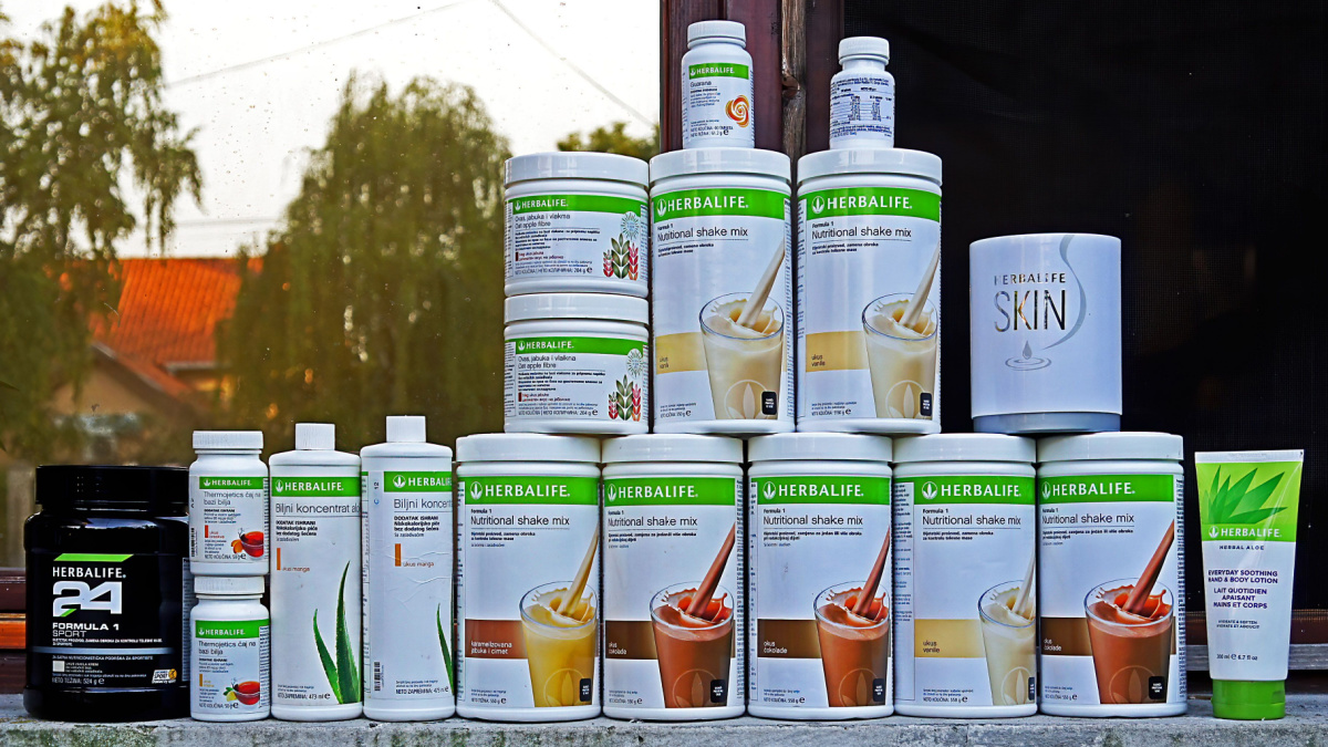 Lot of various Herbalife nutritional products in original packages