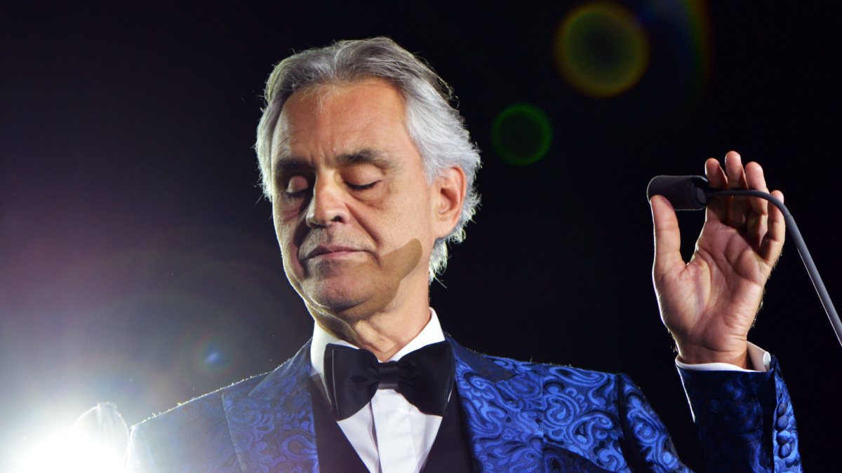 The Italian tenor and singer Andrea Bocelli at the Griminelli & Friends concert