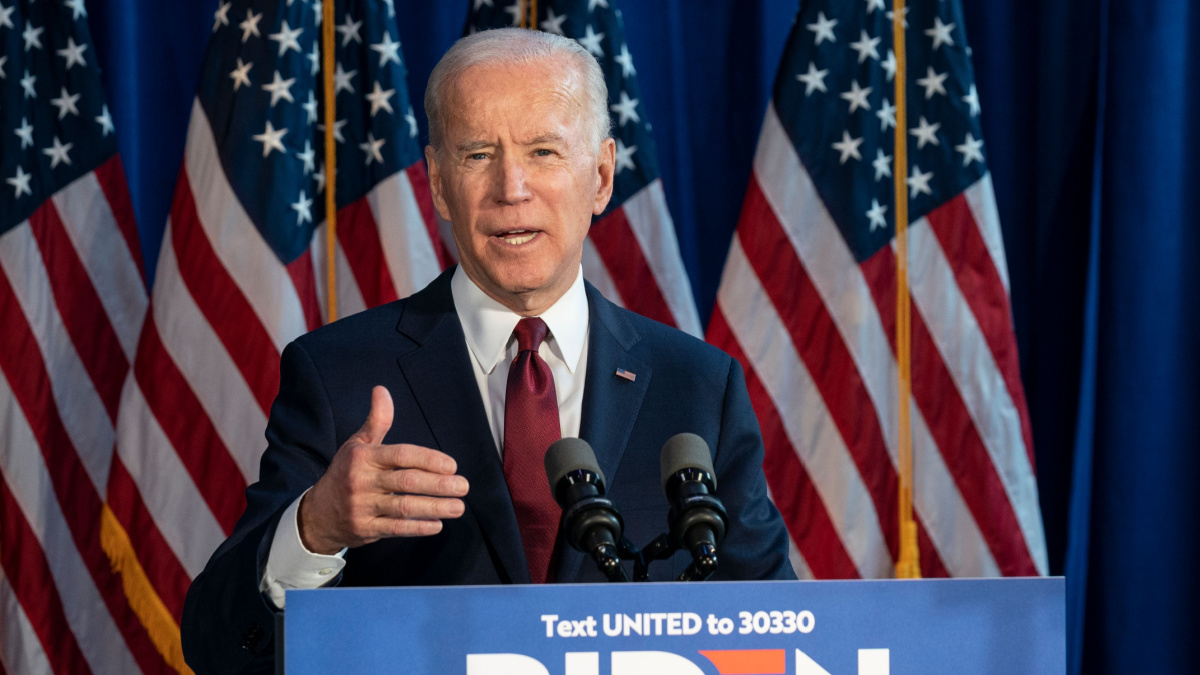 Former Vice President & Democratic hopeful Joe Biden made foreign policy statement at Current on Pier 59