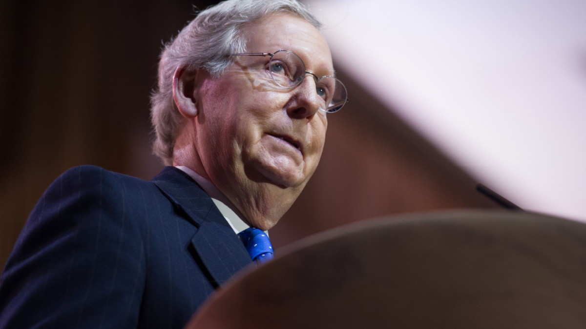 NATIONAL HARBOR, MD - MARCH 6, 2014: Senator Mitch McConnell (R-KY) speaks at the Conservative Political Action Conference (CPAC).