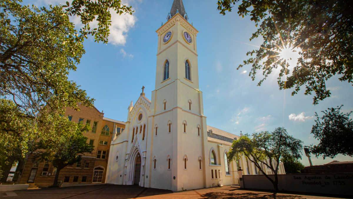 Cathedral of San Agustin on the Plaza in Laredo, Texas.