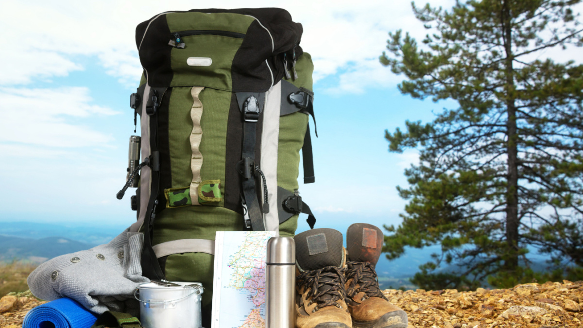 Camping elements/ equipment on top of the mountain.