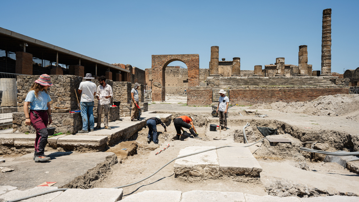 Pompei, Italy - Archaeologists at work in Pompeii.