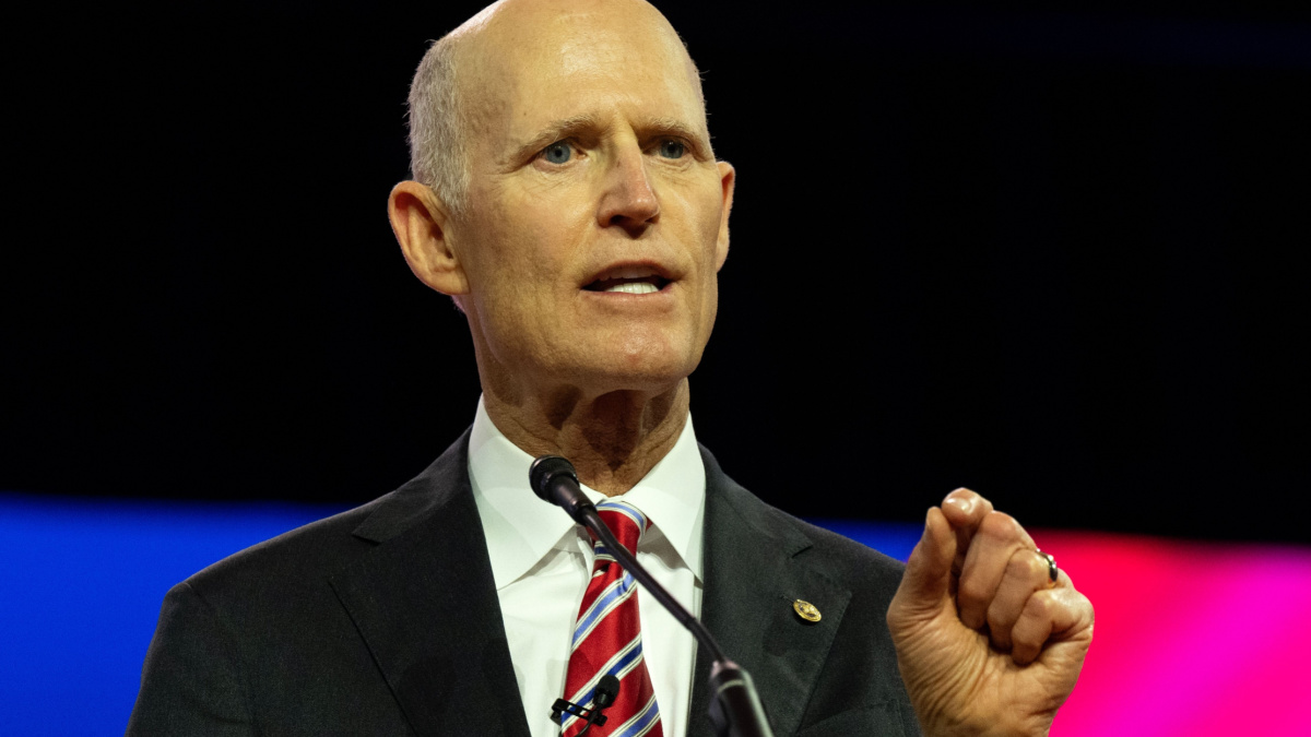 National Harbor, MD US - Mar 2, 2023: US Sen Rick Scott (R-FL) at the 2023 CPAC. Credit: Ron Sachs - CNP.
