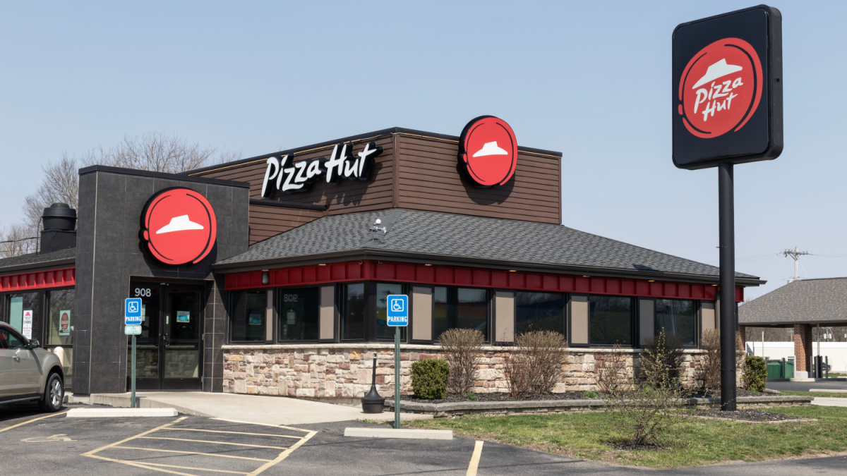 Peru - Circa April 2023: Pizza Hut restaurant. Pizza Hut is offering delivery, Carry Out and Curbside Pickup pizza and drinks.