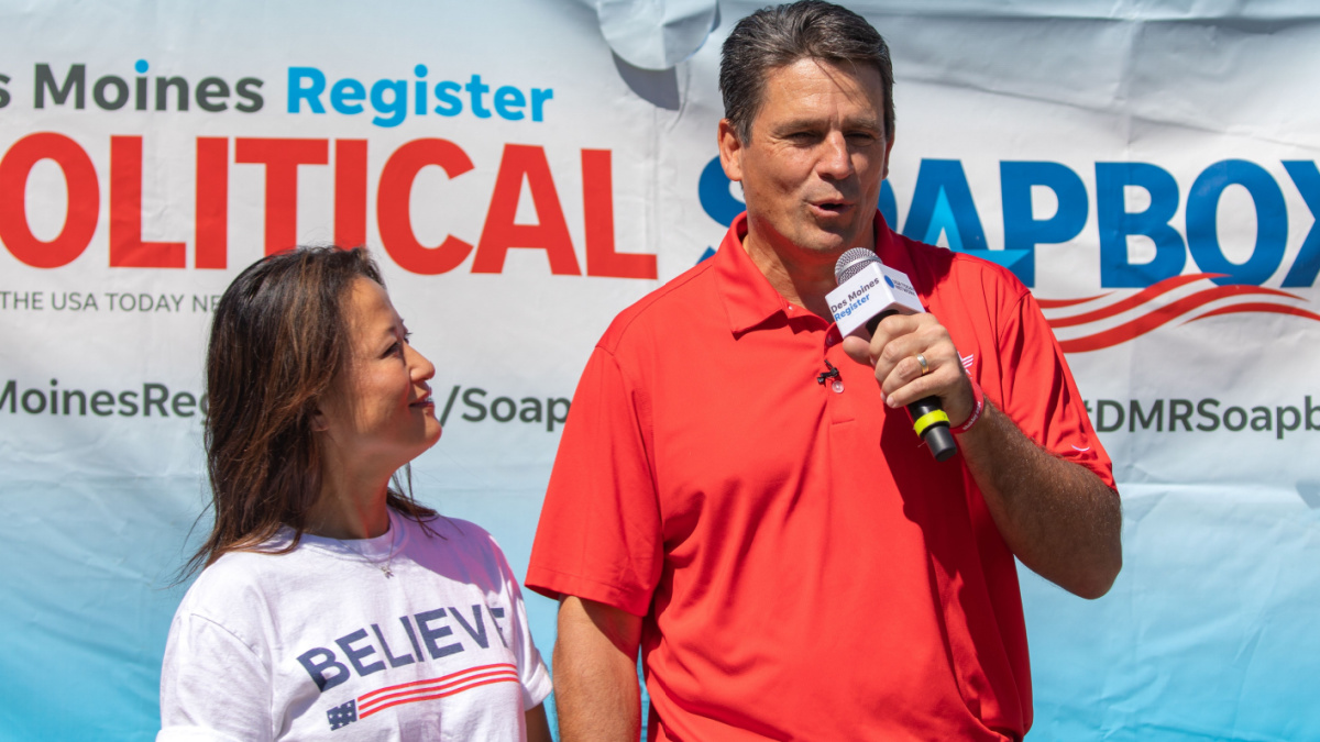 Businessman and United States Republican presidential candidate Ryan Binkley speaking at the Iowa state fair in Des Moines, Iowa, United States.