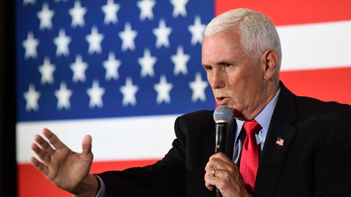 Former Vice President Mike Pence speaks during an event sponsored by Polaris National Security.