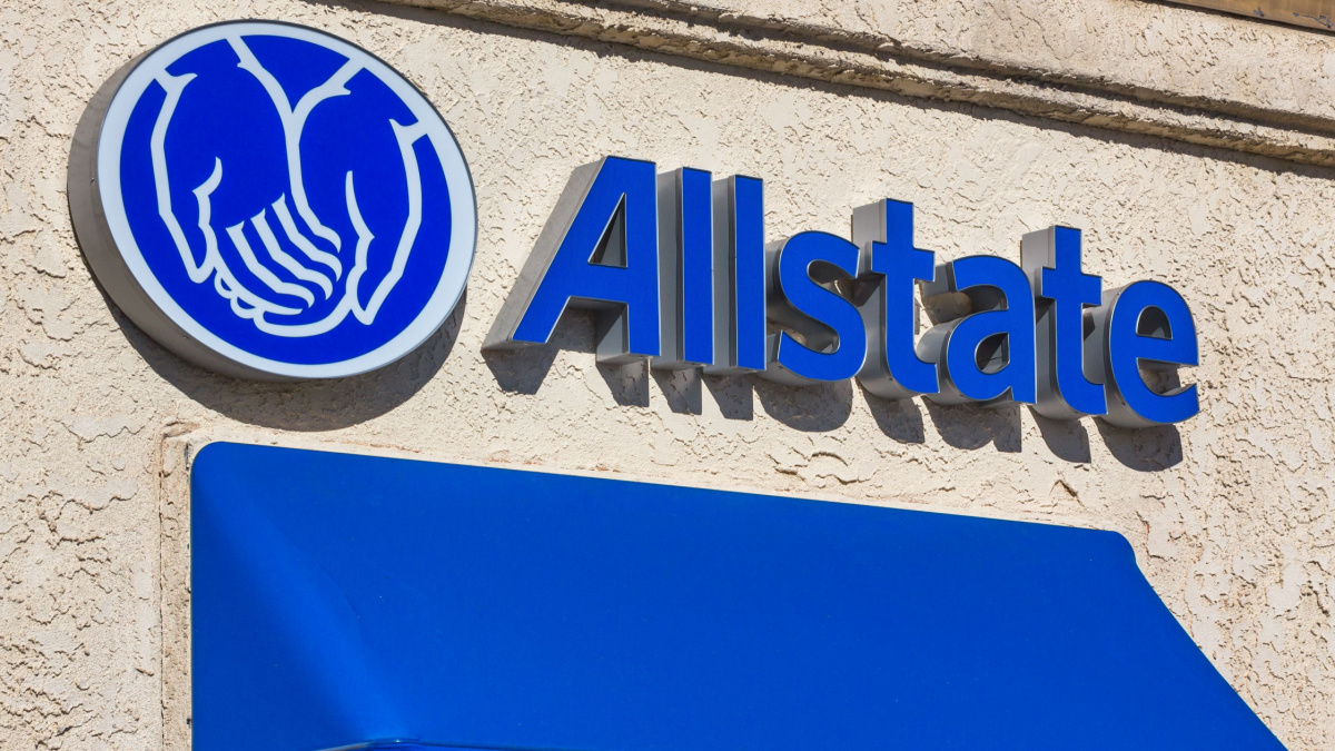 Allstate Insurance exterior and logo. The Allstate Corporation is the second largest personal lines insurer in the United States.