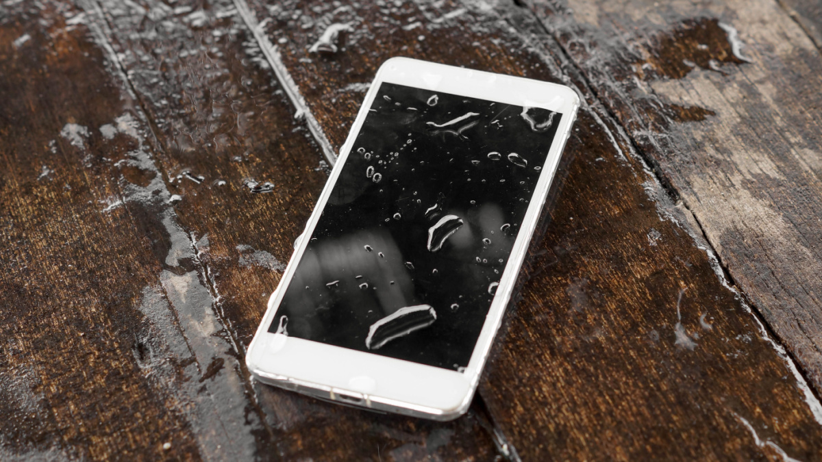a wet smartphone