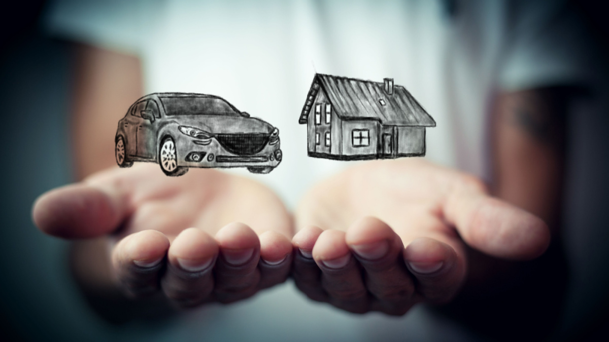 Insurance house, car and concept.