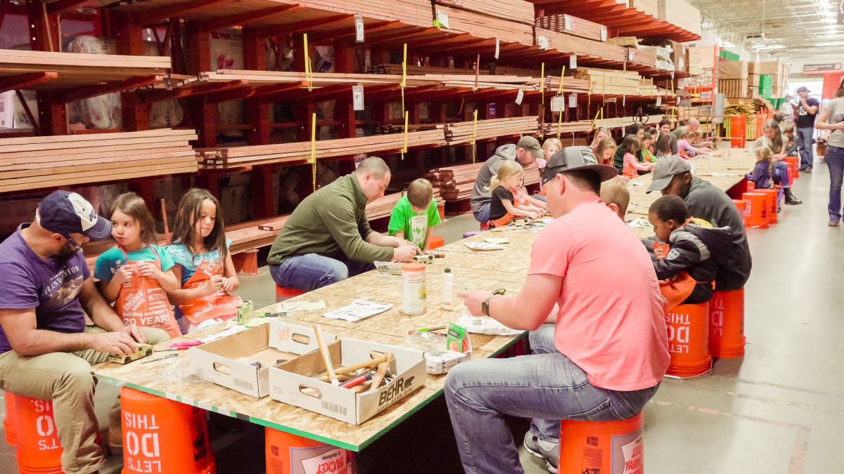Kids building workshop at the local Home Depot store.
