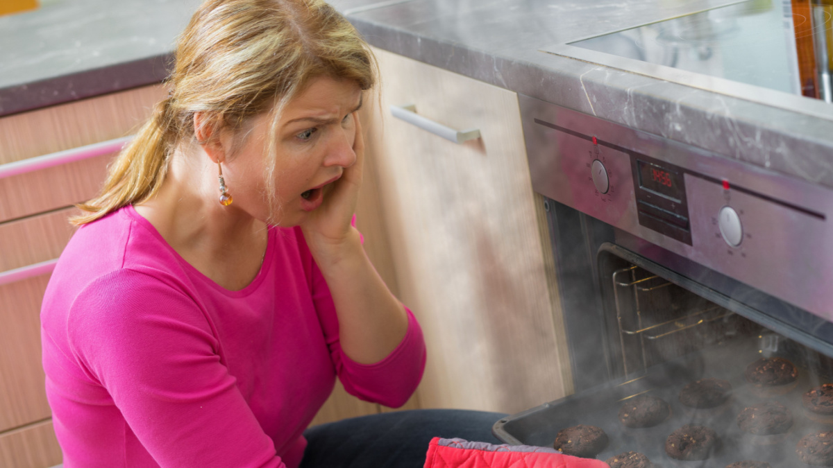 Failed cooking in kitchen.