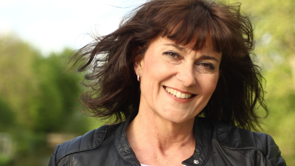 Beautiful mature woman outside.
