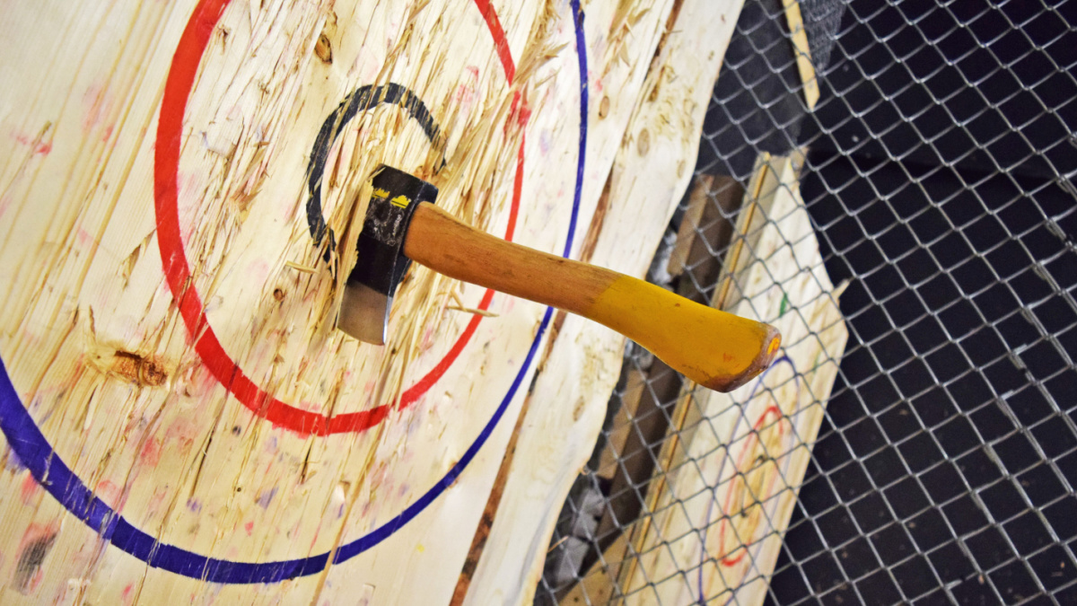 Indoor axe throwing hall for recreation, competition, leagues and team building.