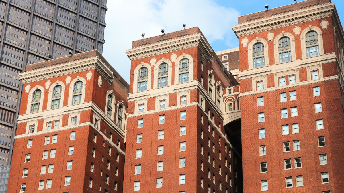 Omni William Penn Hotel in Pittsburgh. The historic building dates back to 1916 and is located at Mellon Square.