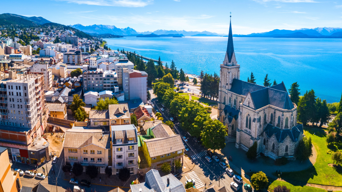 Aerial panorama of the city of Bariloche, Argentina