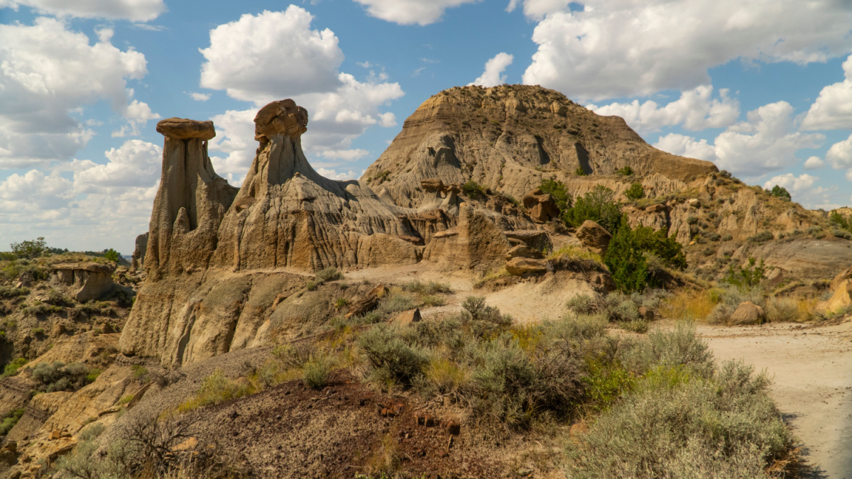 Rock faces in Makoshika State Park Montana