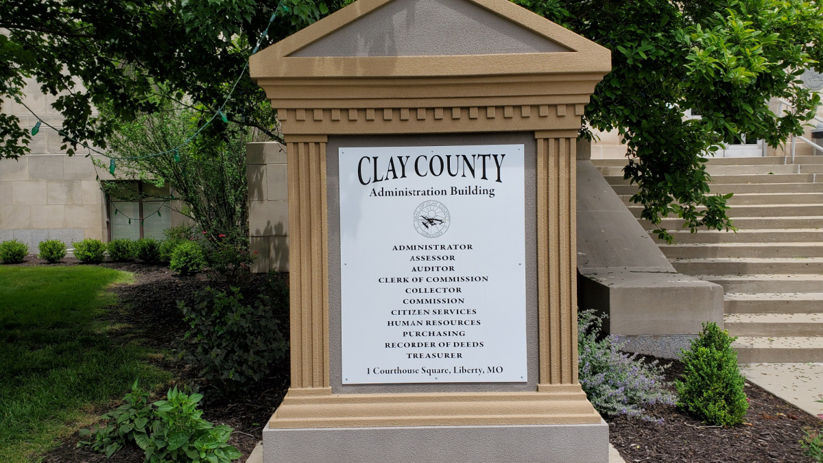 Sign for Clay County Administration Building beside Entrance