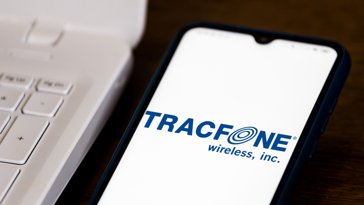 In this photo of the TracFone Wireless logo seen displayed on a smartphone