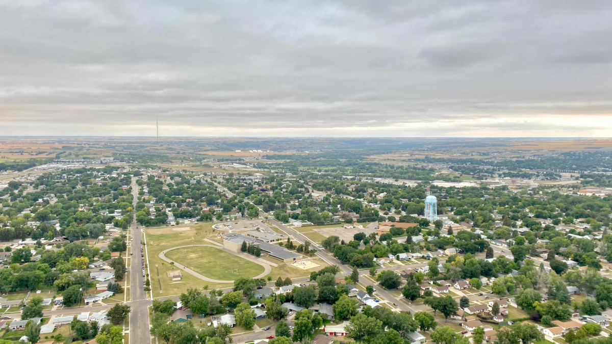 View of Minot, ND from a helicopter
