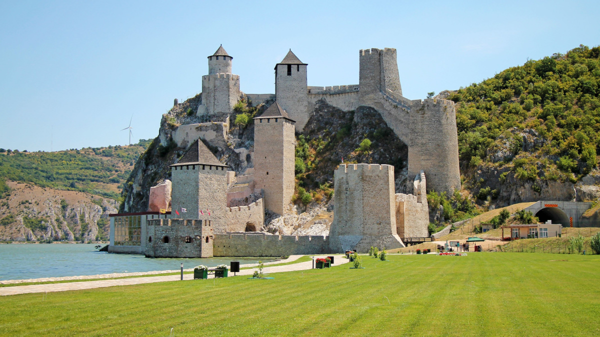 View of Golubac fortress on Danube River in Serbia. Famous touristic destination.