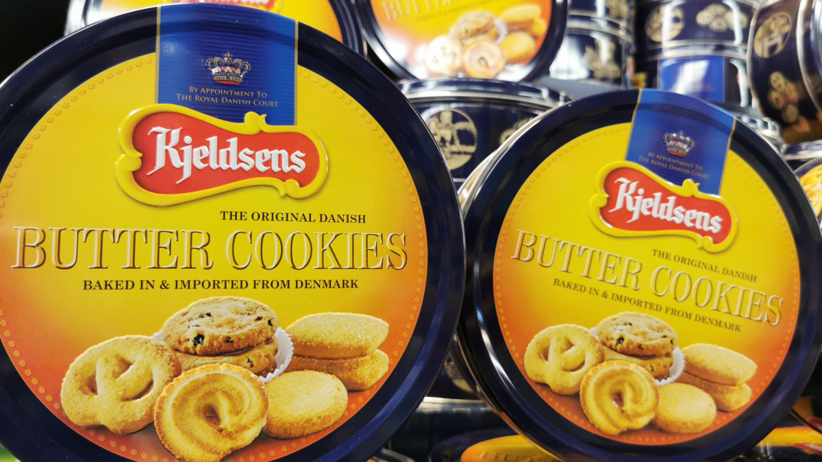 The Original Danish Butter Cookies brand KJELDSENS display for sell