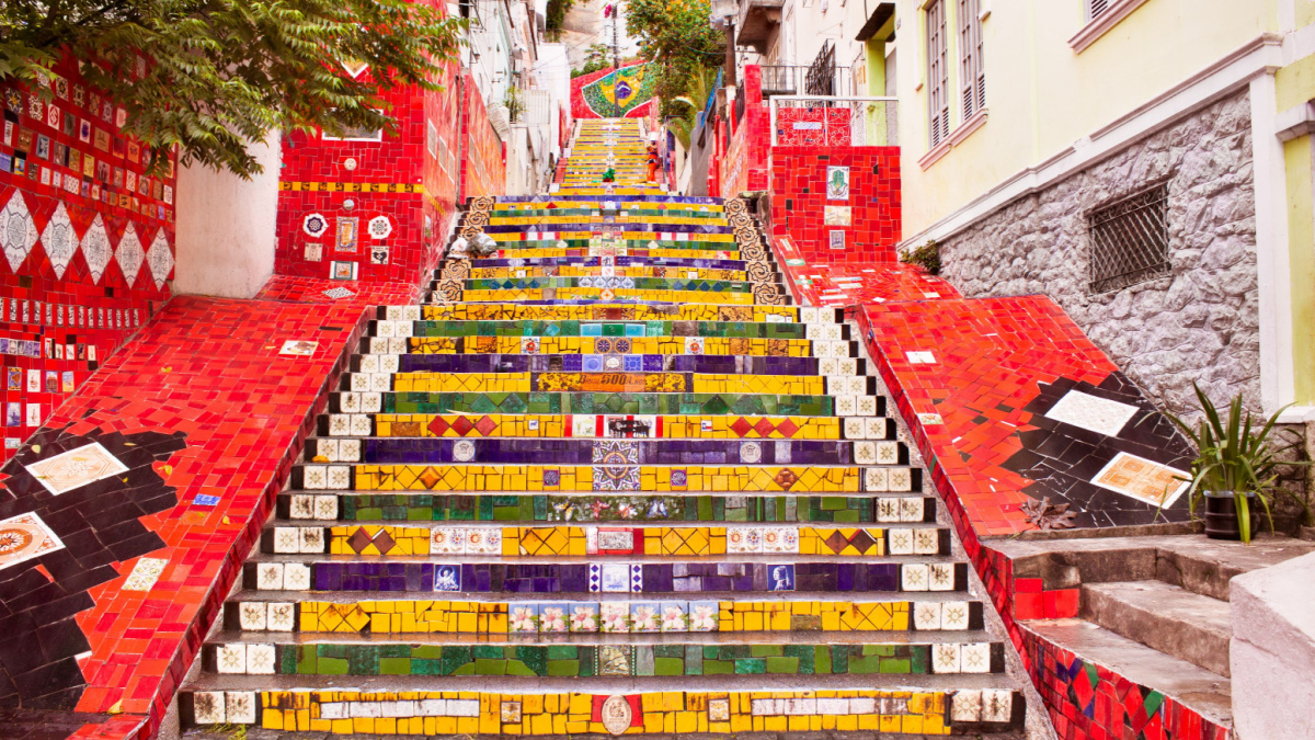 Escadaria Selaron famous public steps of artist Jorge Selaron in Rio de Janeiro, Brazil.