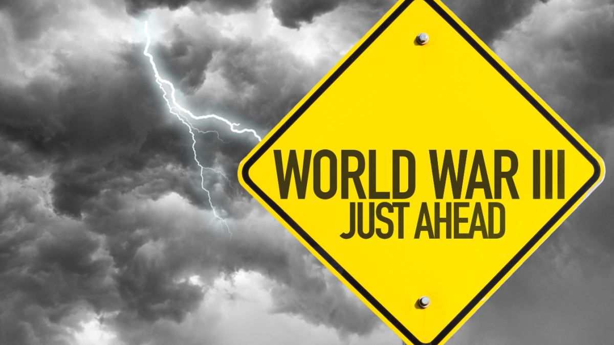 World War lll sign with bad day on background