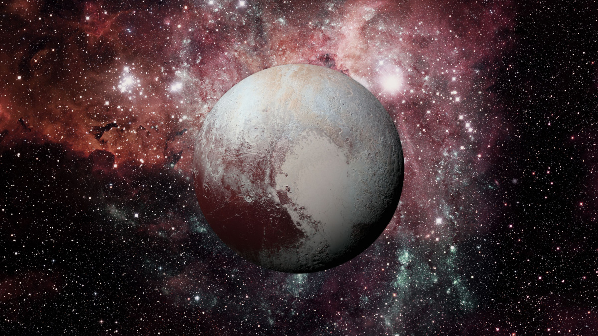 Solar System - Pluto. It is a dwarf planet in the Kuiper belt, a ring of bodies beyond Neptune. It is the largest known dwarf planet in the Solar System. Elements of this image furnished by NASA.