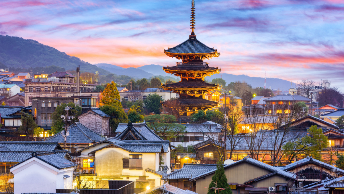 Kyoto, Japan cityscape in Higashiyama historic district.