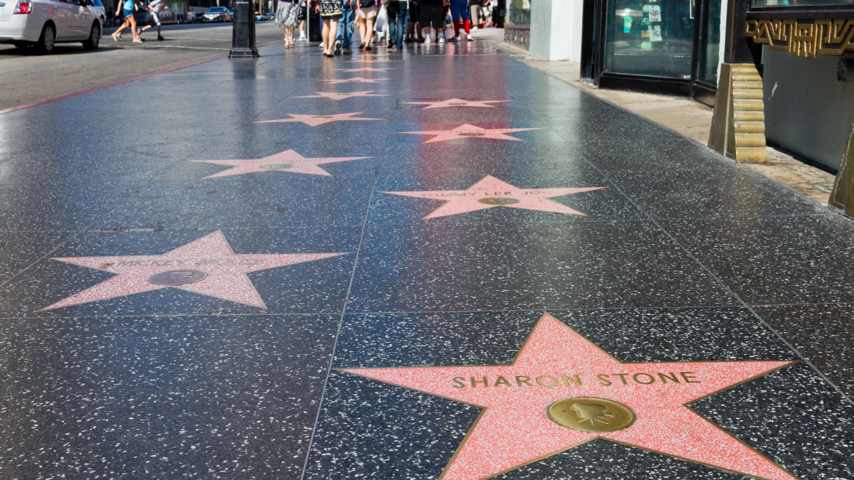 Sharon Stone's star on Hollywood Walk of Fame on September 4, 2011 in Hollywood, California. This star is located on Hollywood Blvd. and is one of 2400 celebrity stars.
