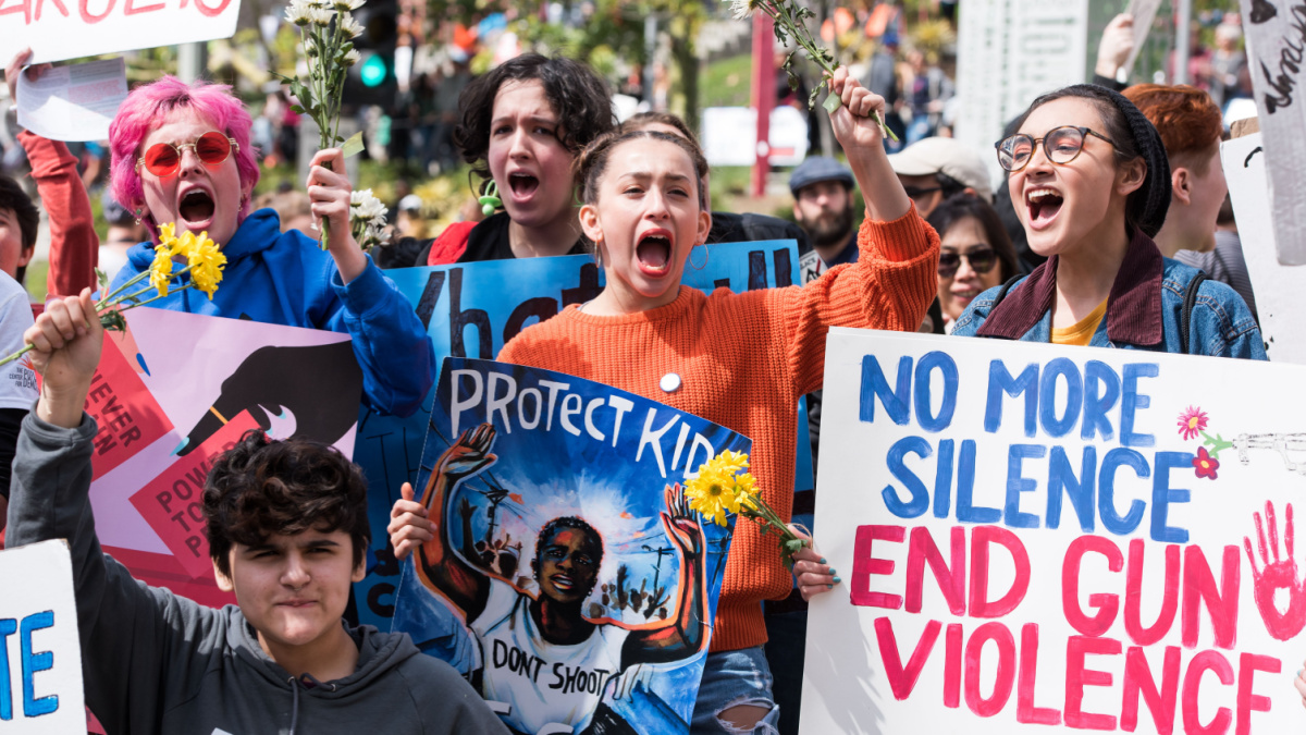March For Our Lives is a movement dedicated to student-led activism around ending gun violence and the epidemic of mass shootings in schools today. Los Angeles, CA.