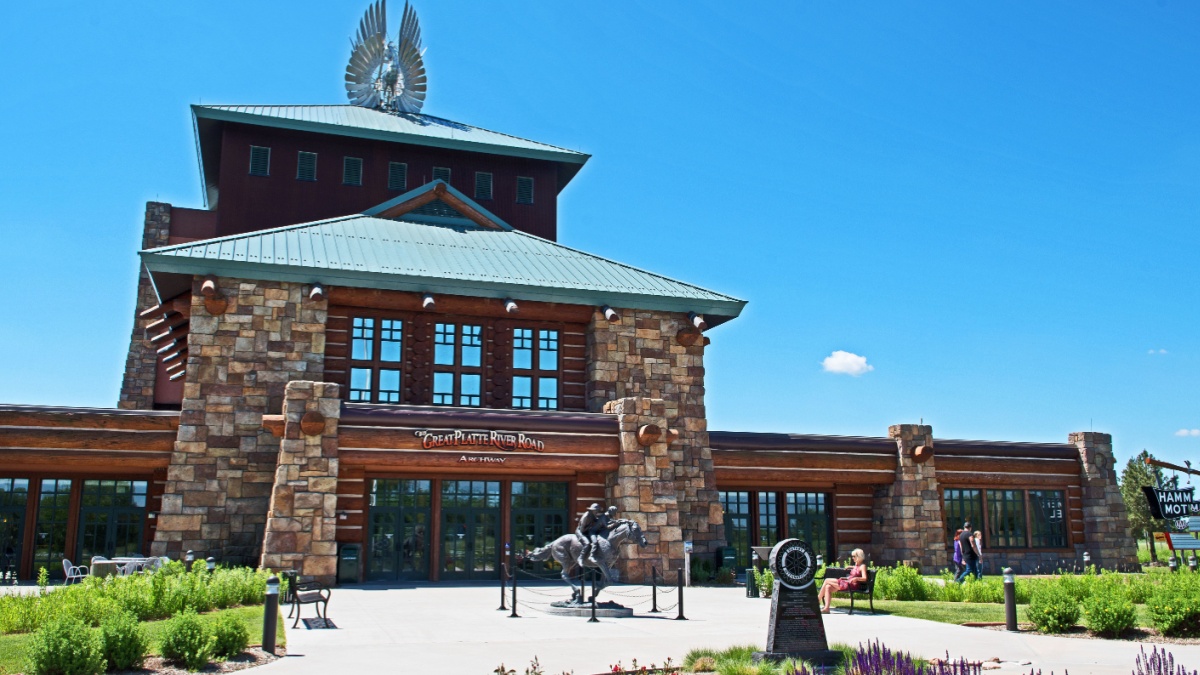 Kearney, NebraskaUSA - June 7 2019: spanning the busy interstate 80 in Nebraska, the Archway Monument offers a unique historical exhibit that brings American history to life.