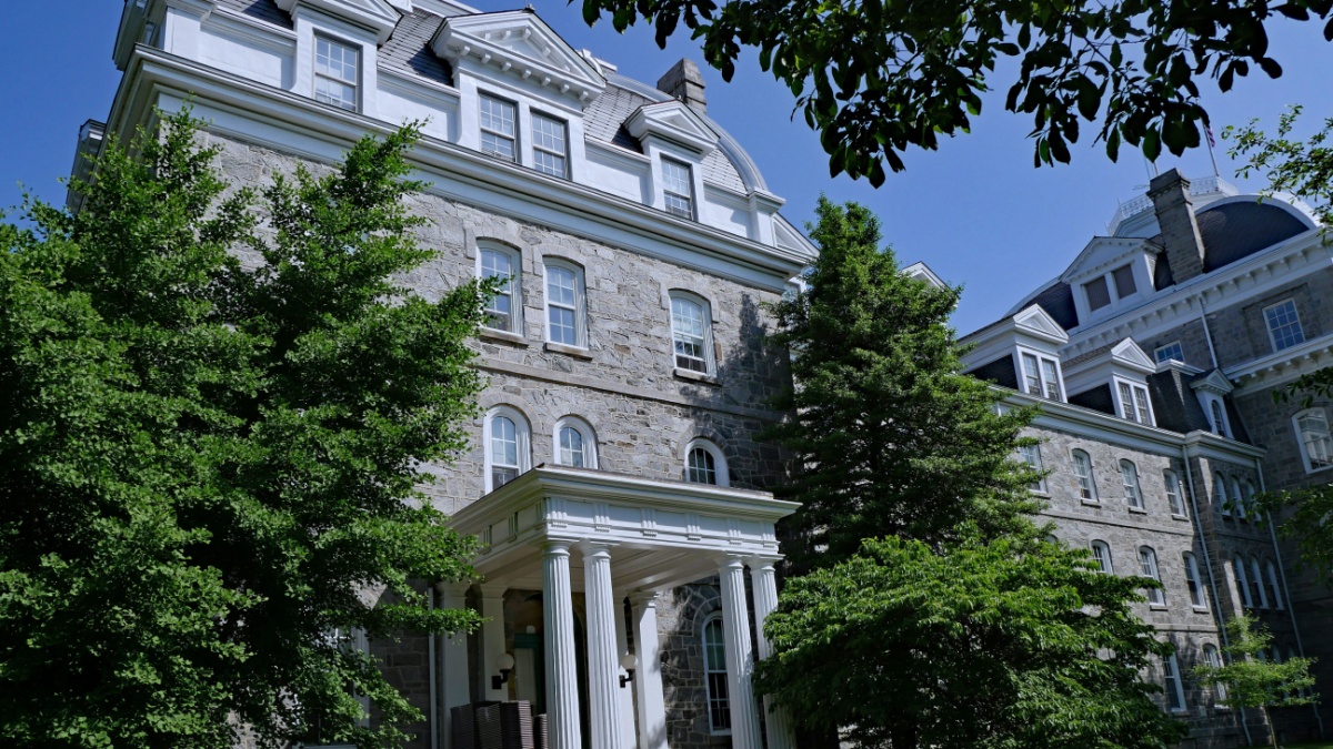 SWARTHMORE, PENNSYLVANIA - MAY 2019: Swarthmore is one of the best small colleges in the United States, with a beautifully landscaped campus.