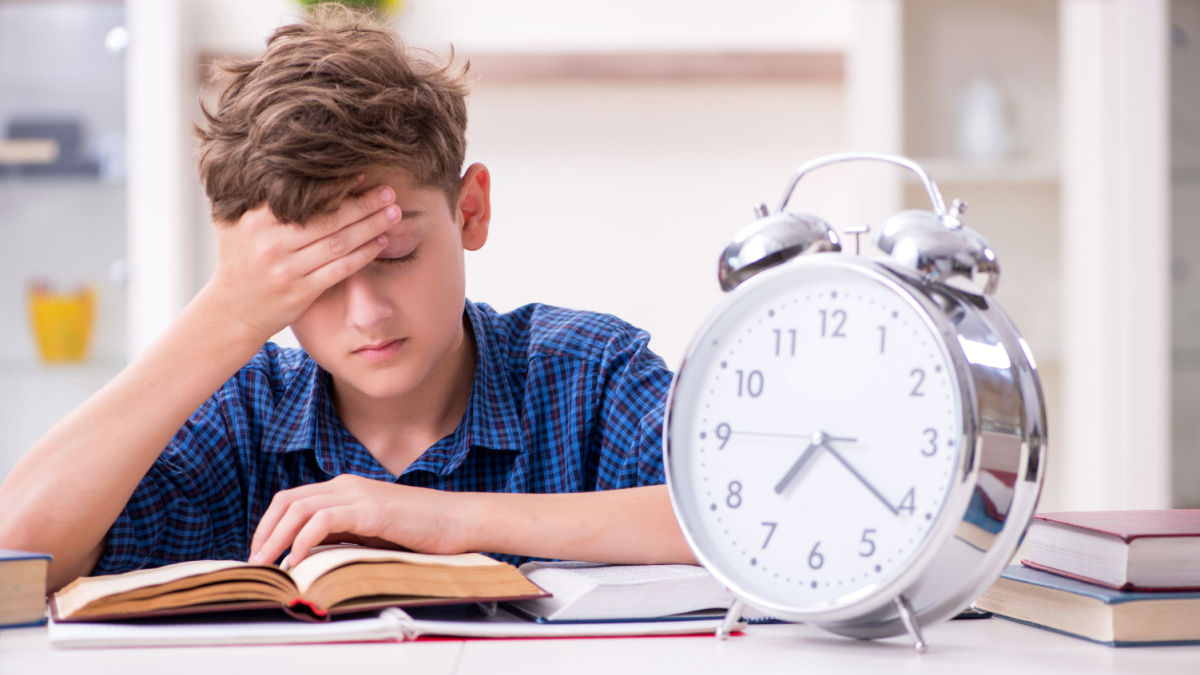 Kid preparing for school at home