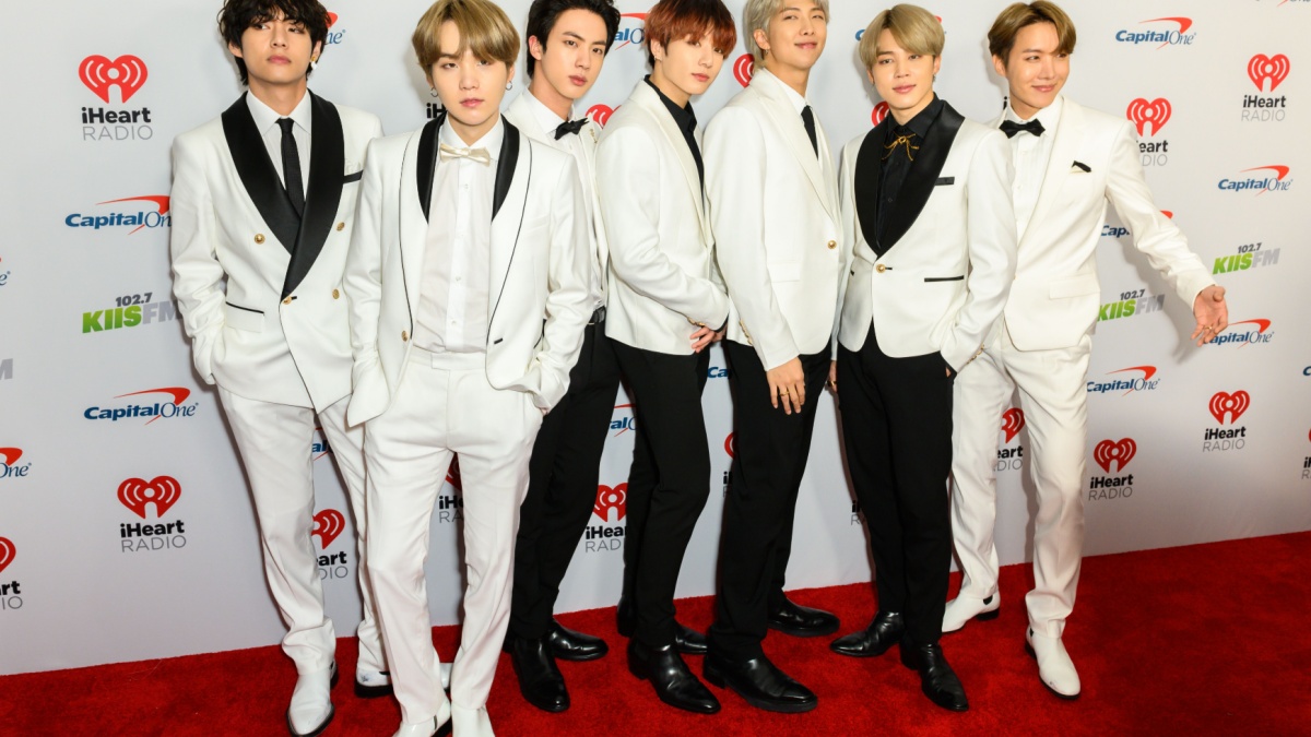 South Korean boy band BTS arrives for the KIIS FM's iHeartRadio Jingle Ball at the Forum Los Angeles in Inglewood, California on December 6, 2019