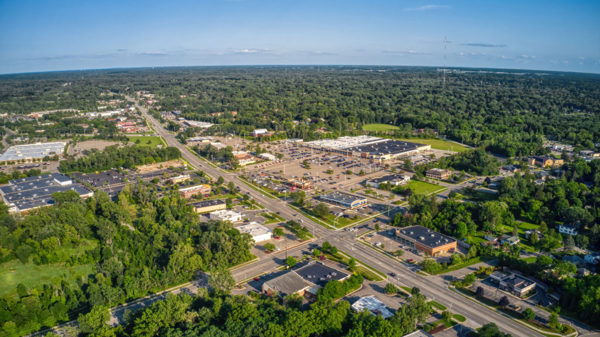 Aerial View of the Lansing Suburb of Okemos, Michigan