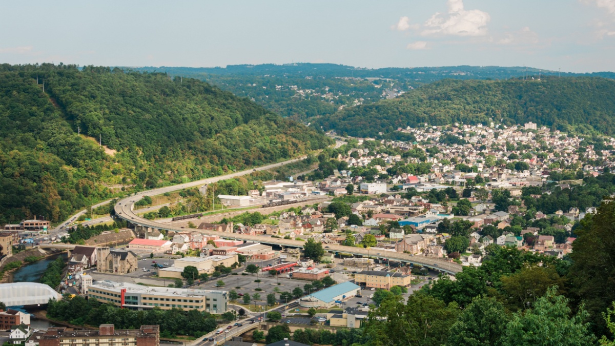 View from the top of the Johnstown Inclined Plane, in Johnstown, Pennsylvania