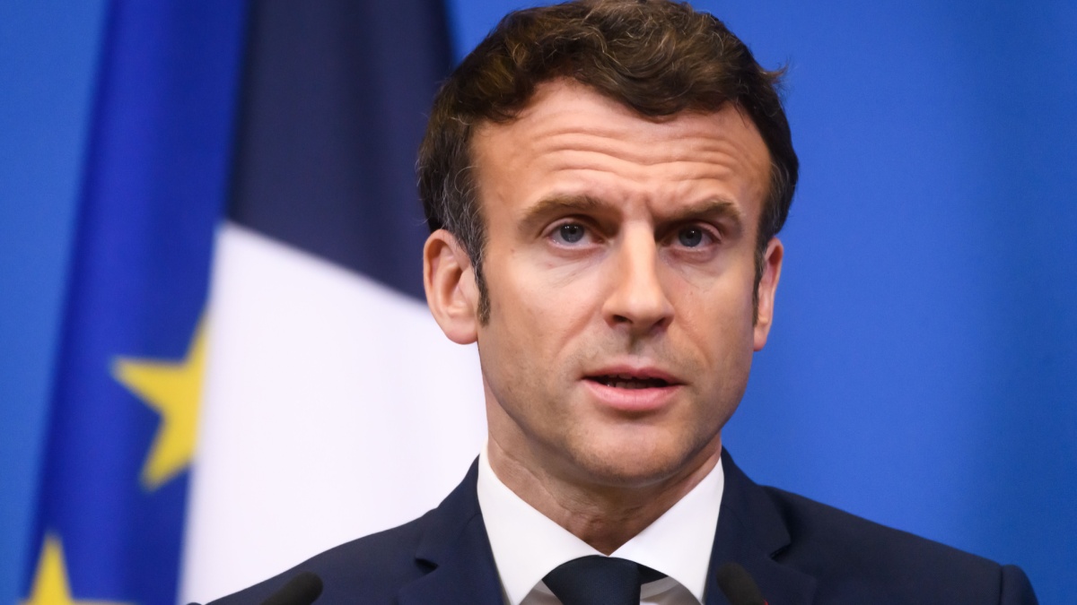 Emmanuel Macron, President of France , during press conference, after NATO Extraordinary Summit. Brussels, Belgium